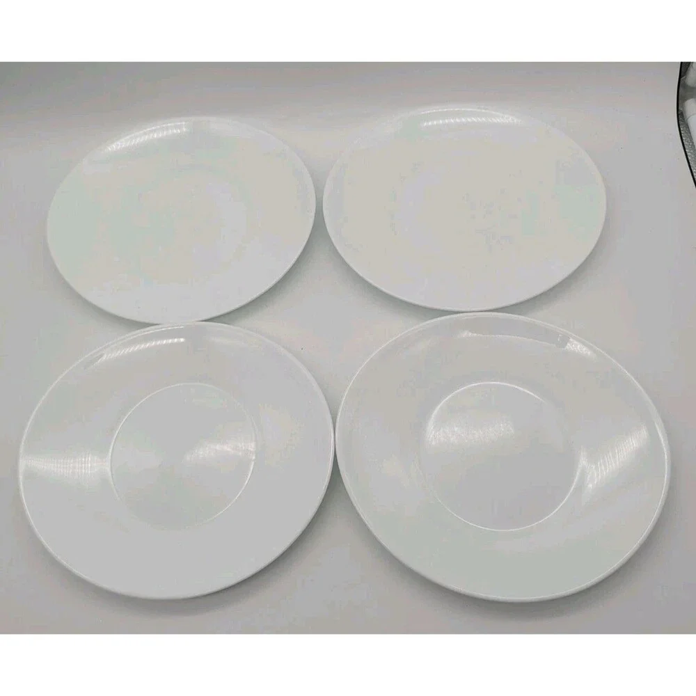 Bormioli Rocco Italy Prometeo White Glass Oval Salad Plates Set Of 4 Milk